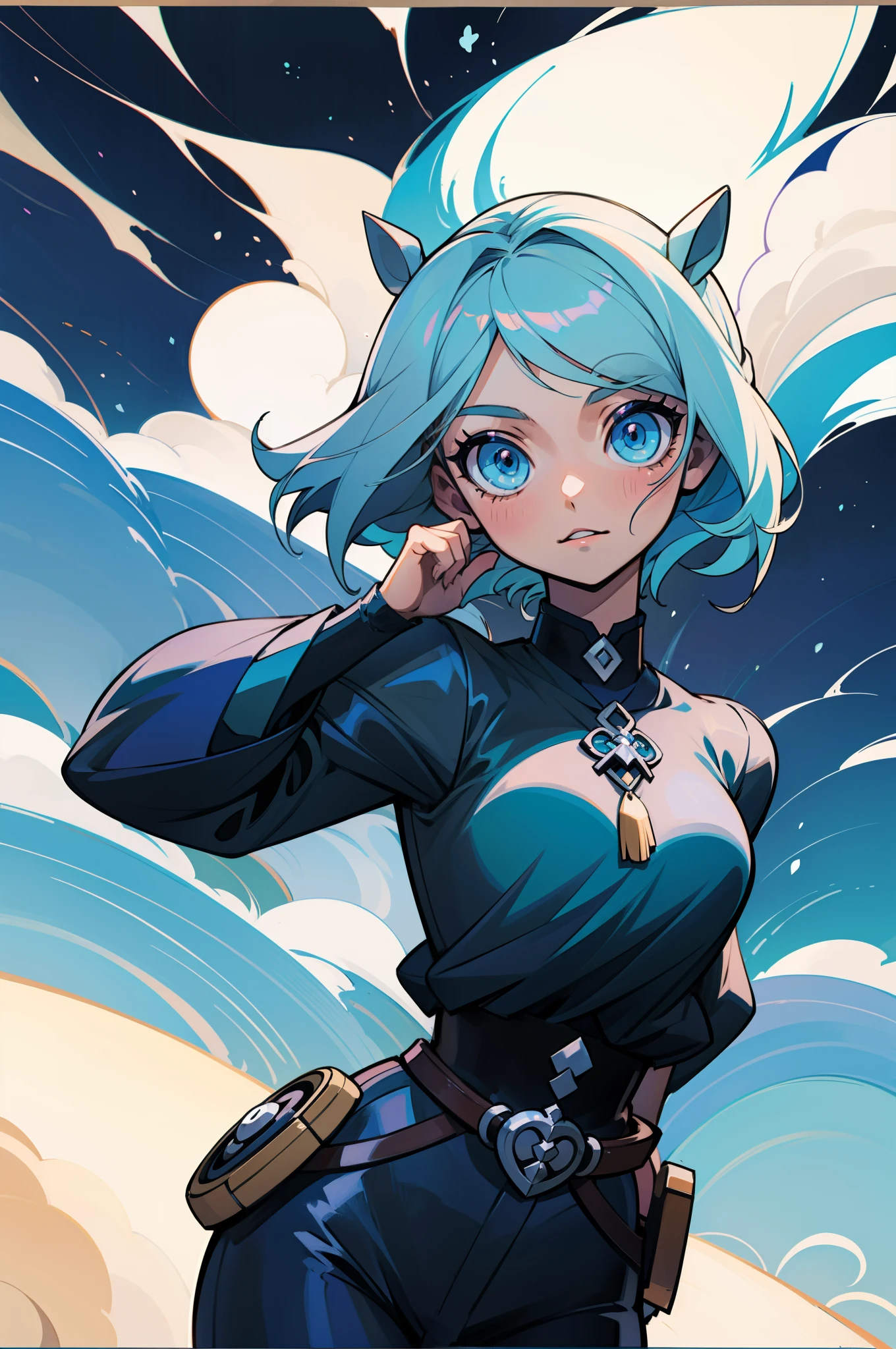 Folha de personagem de anime com poses diferentes de uma mulher com cabelo longo, estilo de arte bonito, estilo anime plano, [ design de personagens ], estilo de conjunto de anime, preto e branco corte cabelo, projeto da  chifres exuberantes, cabelos prateados (rabo-de-cavalo), design de personagem de alta qualidade, estilo de anime limpo e detalhado.