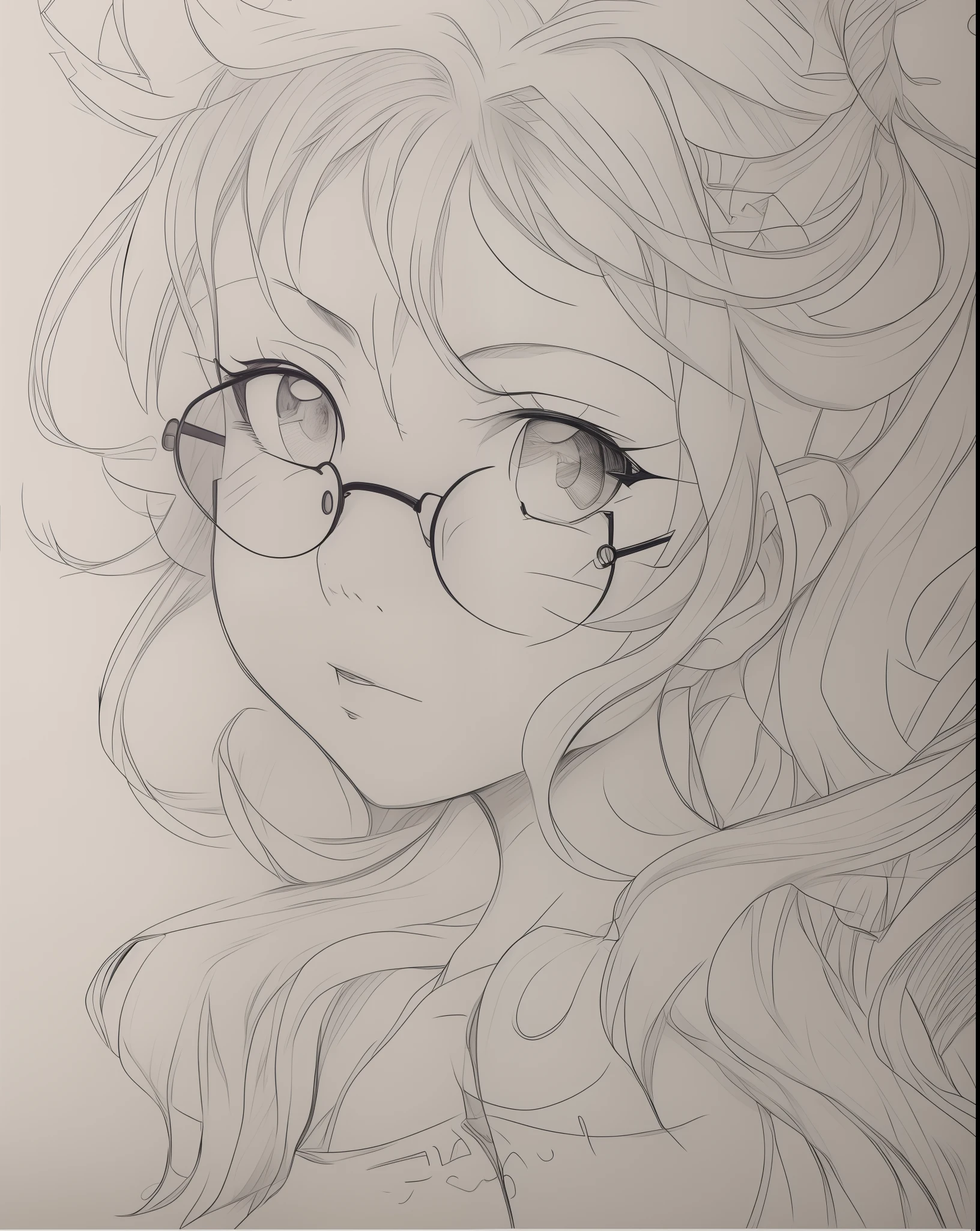 drawing of a girl with glasses and a cat eye, anime sketch, anime shading), flat anime style shading, anime shading, clean anime outlines, detailed portrait of anime girl, semirealistic anime style, anime style drawing, anime style portrait, perfect lineart, detailed manga style, anime drawing, line sketch!!, a manga drawing, loose pencil sketch, anime portrait in color