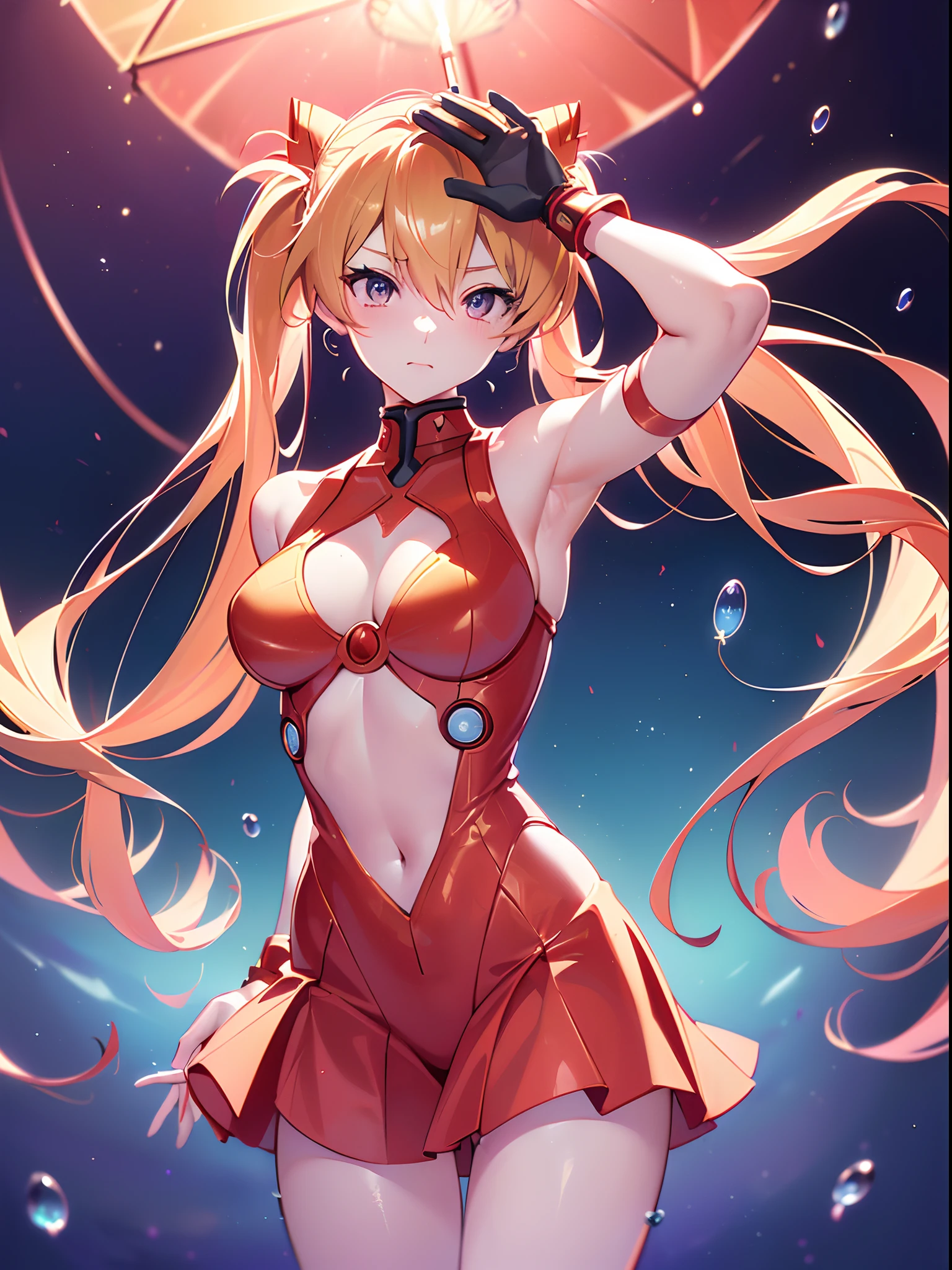 ((souryuu asuka langley,headgear,pink sundress,smooth thighs,Blonde,side twintails)),(Glowing eyes:1.233), diffuse reflection, high-profile, majestic,(sexy posture,evil smile,blushing,adorable face,bishoujo,kawaii,)(Beautiful and detailed eyes:1.3),1girl,Solo,(Masterpiece,Best quality, offcial art,Target the audience, Beautiful and aesthetic:1.2),(超高分辨率,Golden ratio), (4K),(looking from above,bent over),(((a girl is holding oil paper umbrella))),Wariza,Floating hair, (((Blue planet,butterfly mountain,raindrops,rainbow,blooming,glowing light),cinematic lighting,natural lighting,good lighting,ray tracing,Greatest optical vision painting)),(photo maping, Physically-based rendering,automatic white balance),Amazing,Sharp focus,(((holographic))), (((high detailed skin,)))Dynamic lighting,Intricately detailed clothing,Watery eyes,(masterpiece sidelighting),(busty body,a sexy girl,The sheen),[[Delicate fingers and hands:0.55]::0.85],(Detail fingers),((((BREAK,Design an image with a fisheye lens effect, capturing a wide field of view with a distinctive, curved perspective.BREAK,)))Superior photographic quality,((extremely_Detailed_Eyes_and_face)),(Disheveled hair),Movie girl,Brilliant,drifting Nebula,ethereal, glossy ,striking contrast,high saturation