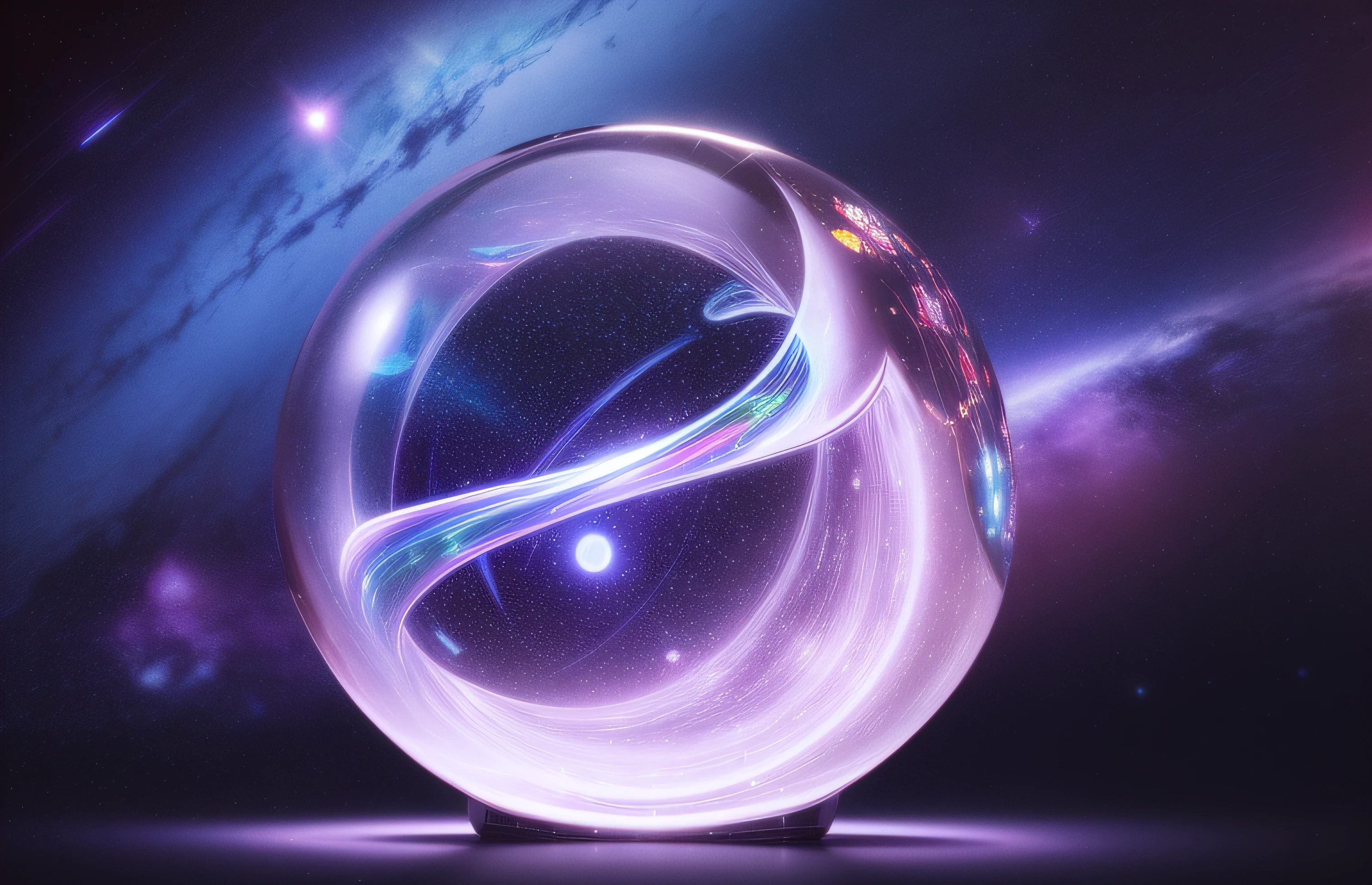 blue hologram, realistic, blue, glowing outline in the shape of a {plant:1.5}, glass space chamber, deep space, pink and purple cosmic winds, intricate detail, best quality, masterpiece