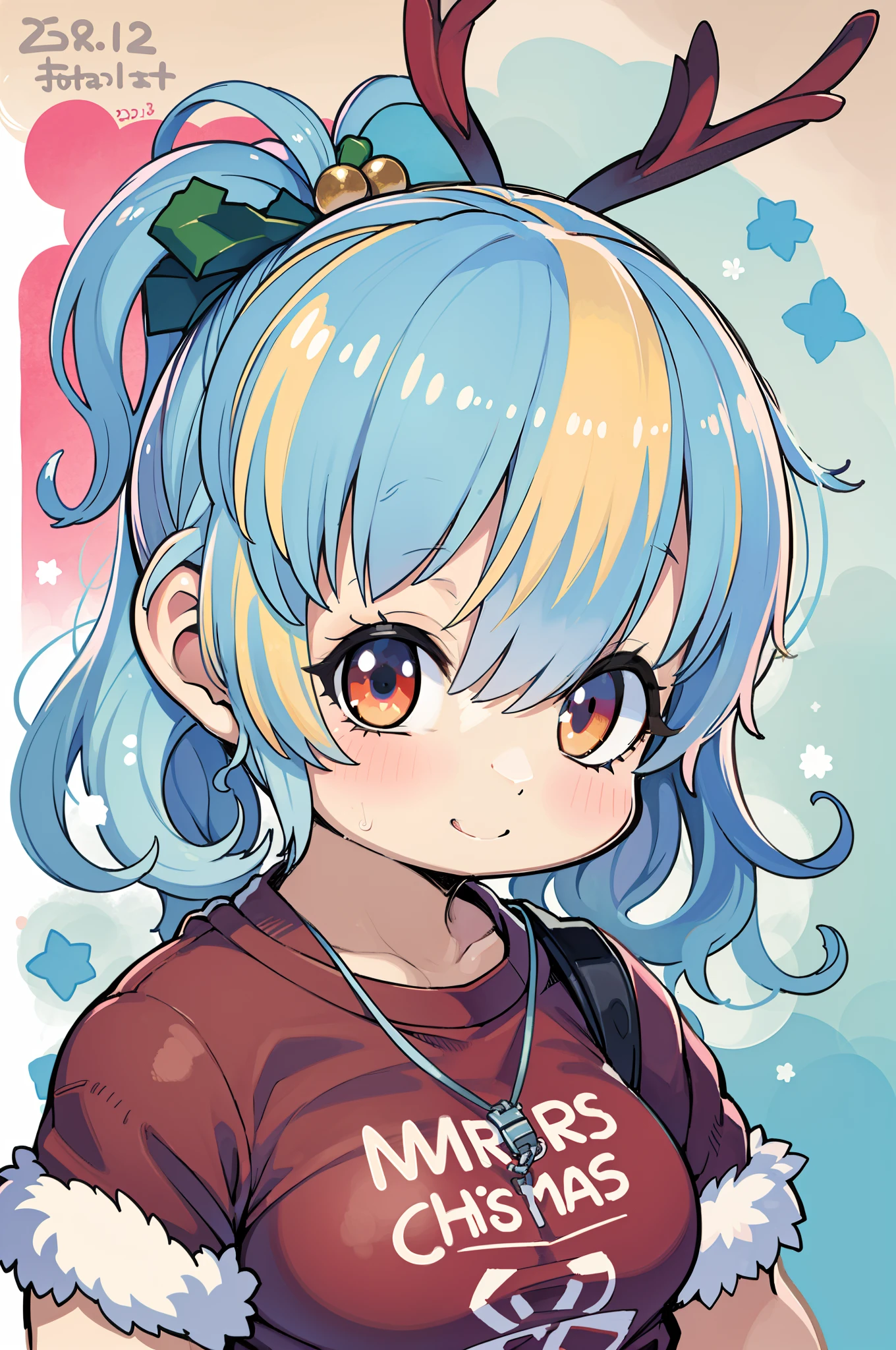 Charming Christmas 12 year old winter, Cartoon style, 2D, planar vector, Character Design, T-shirt design, Colorful splashes, Vector art, Fantasy Art, Watercolor effect,Digital Painting, white bg, 8K