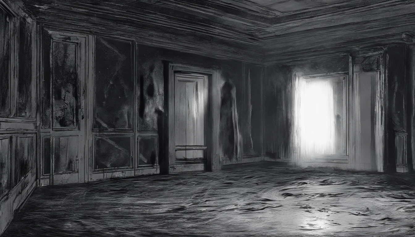The boys looked at an old mirror covered in dust。Boy B shining with a flashlight、When you start wiping with a cloth、The mirror gave off a mysterious glow。