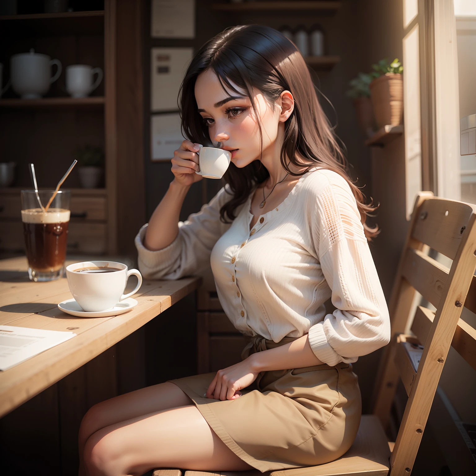Woman drinking coffee