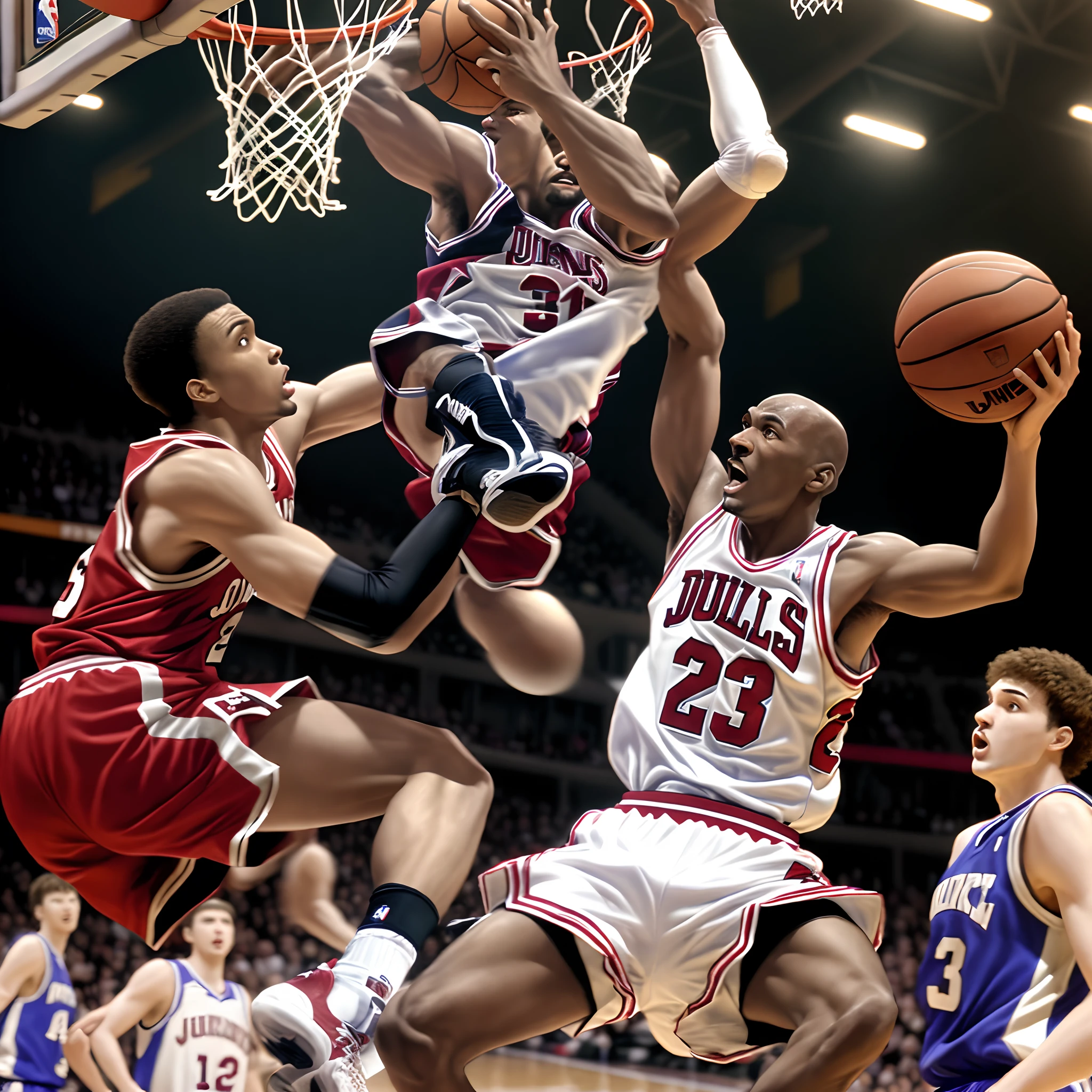 Michael Jordan dunking the basketball