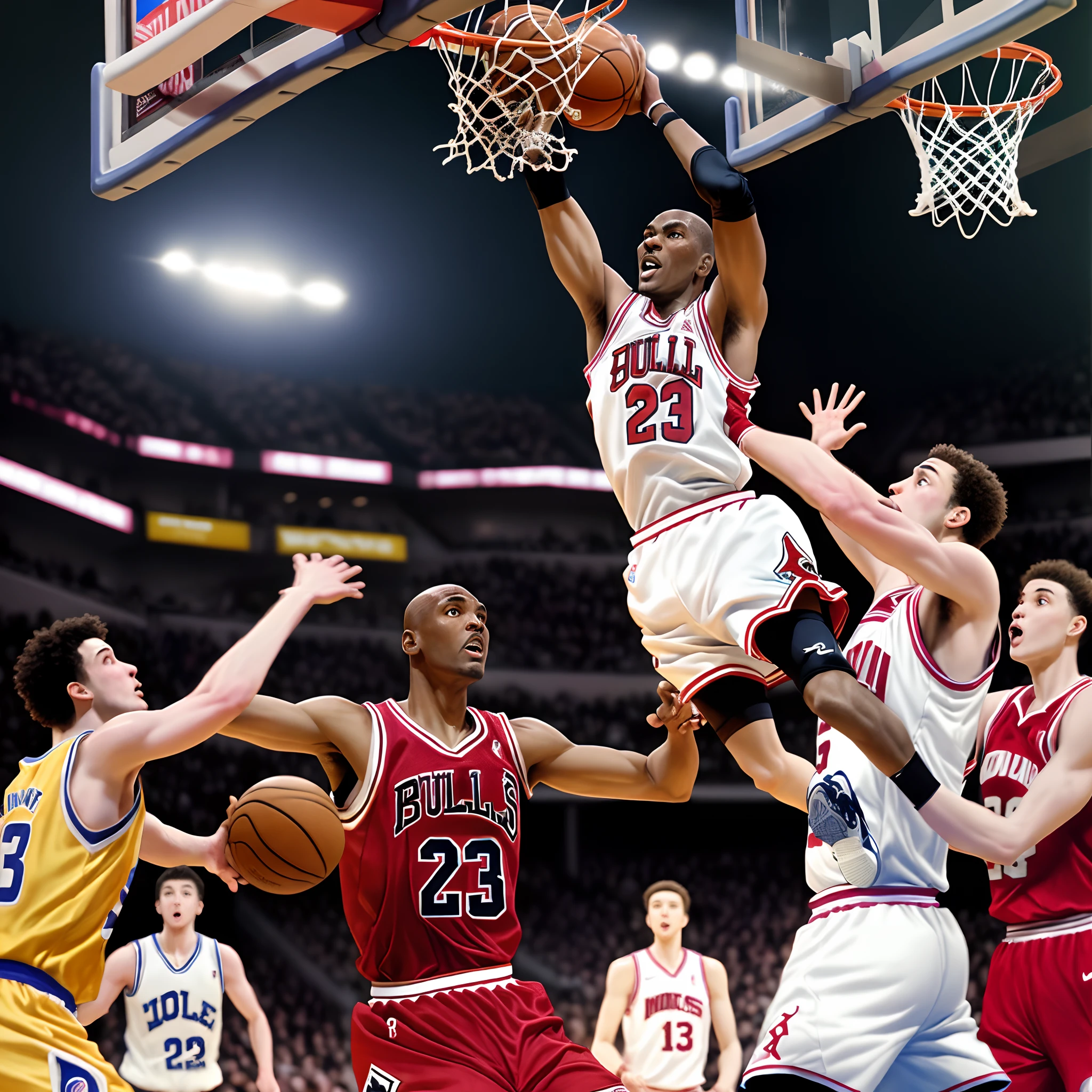 Michael Jordan dunking the basketball