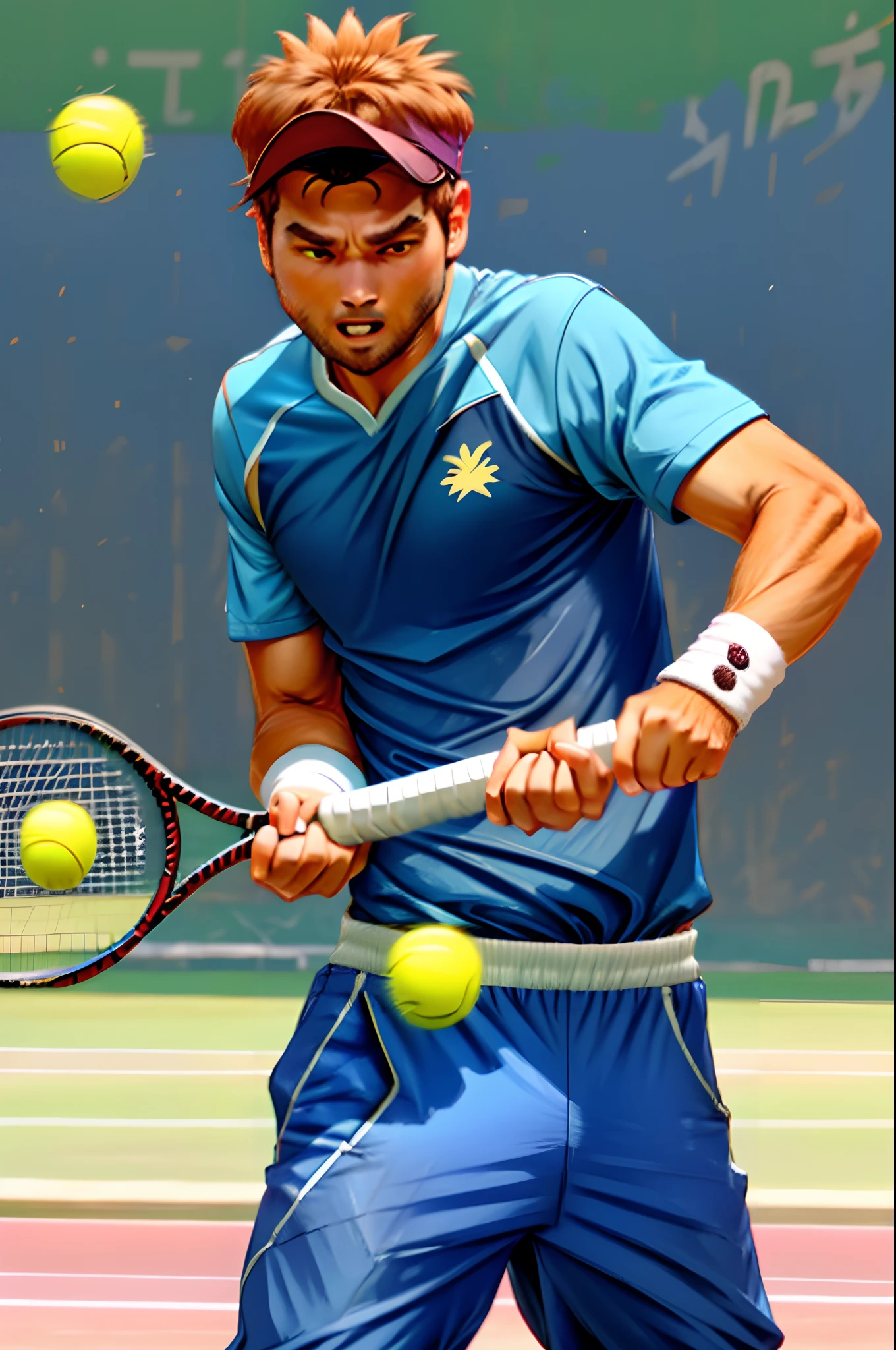 Chicken playing tennis in pants