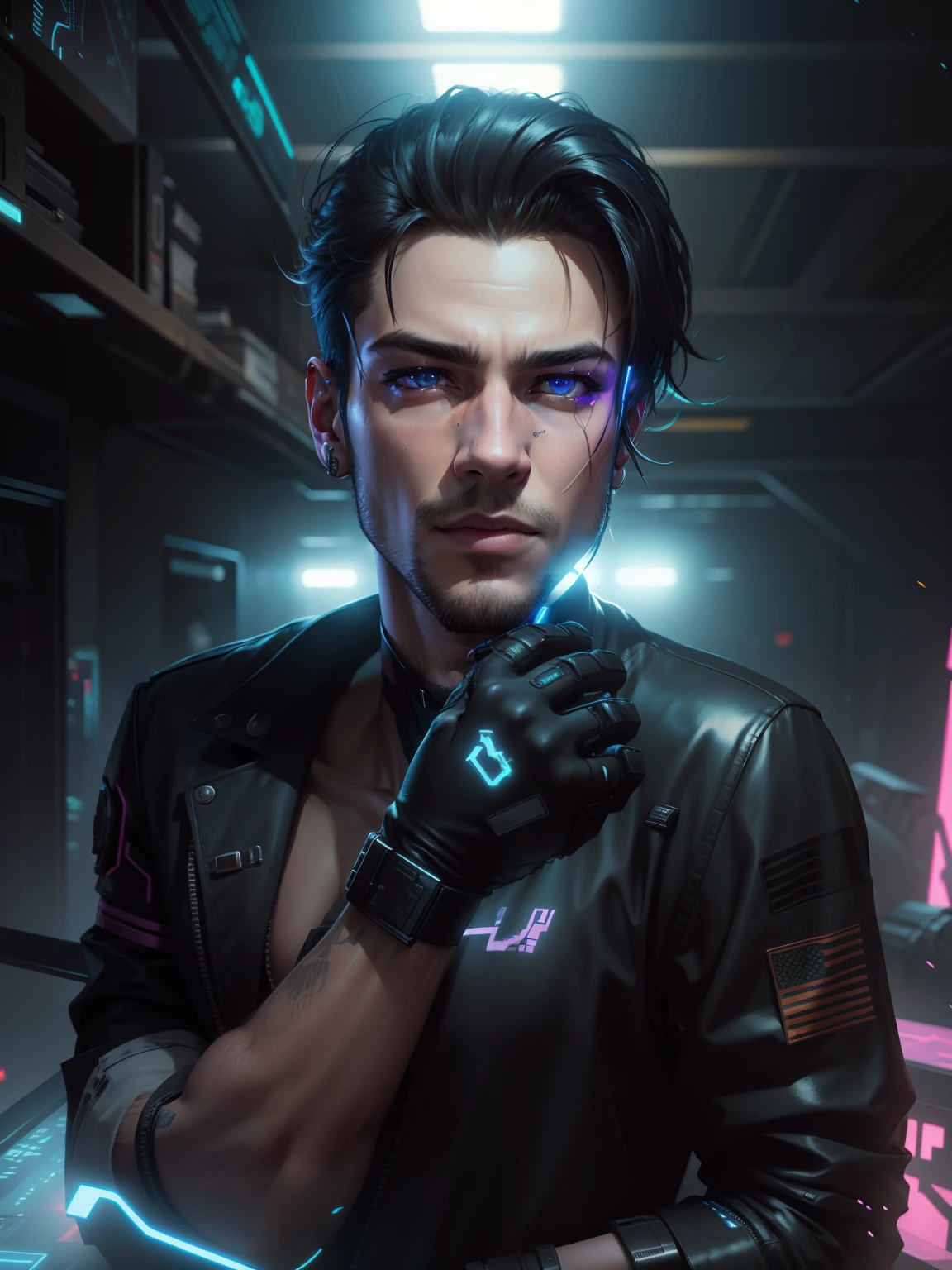 Change background, cyberpunk handsome boy, realistic face, 8k, ultra realistic