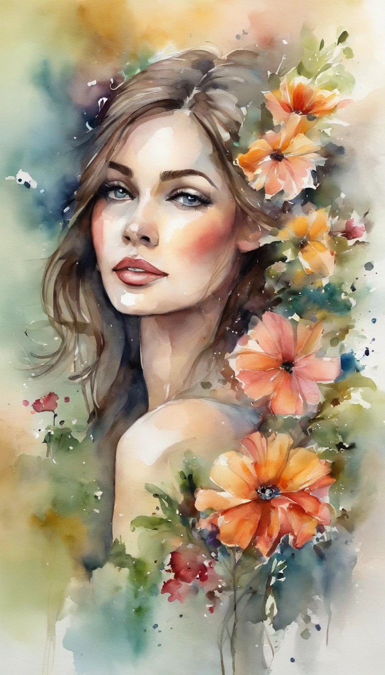 A painting of a woman with flowers in her hair - SeaArt AI