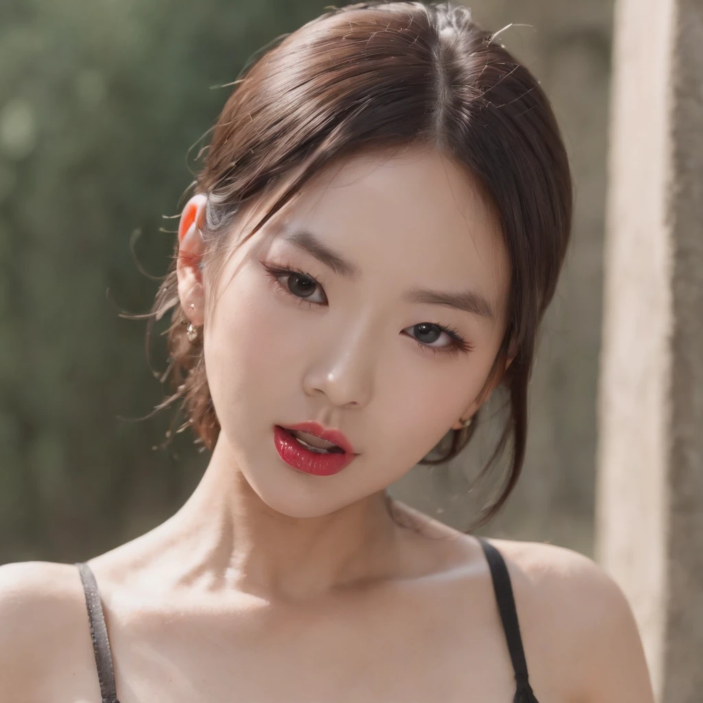 Asian Sex Slave, black choker, submissive, looking at viewer, seductive, tongue out, open mouth, eyes rolled back in head, ahegao