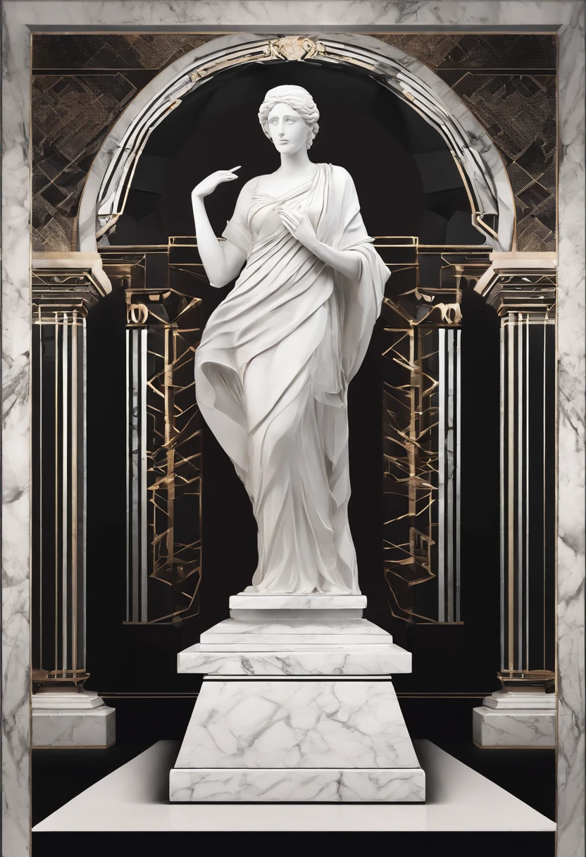 Abs female bust with white marble statue，In the style of a bearded Greek philosopher in a museum. dark ambiance, High contrast between light and shadow, professional photoshooting, Utrelia Lista, Light volume, cinematic ligh