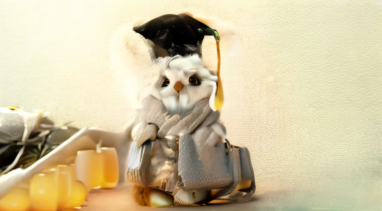 There is a stuffed owl wearing a graduation cap, Cute fluffy owl,taken with canon 8 0 d, Cute owl, owls, captured with sony a3 camera,  Graduation photo, plush mascot