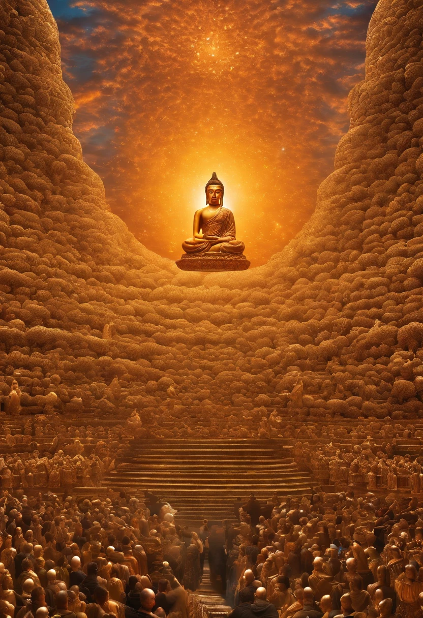 (fo)fo,Buddha in heaven and earth,surrealism, High detail, hyper photorealism, stereograms, Cinematic lighting, god light, hyper HD, Masterpiece, Textured skin, Best quality, A high resolution
