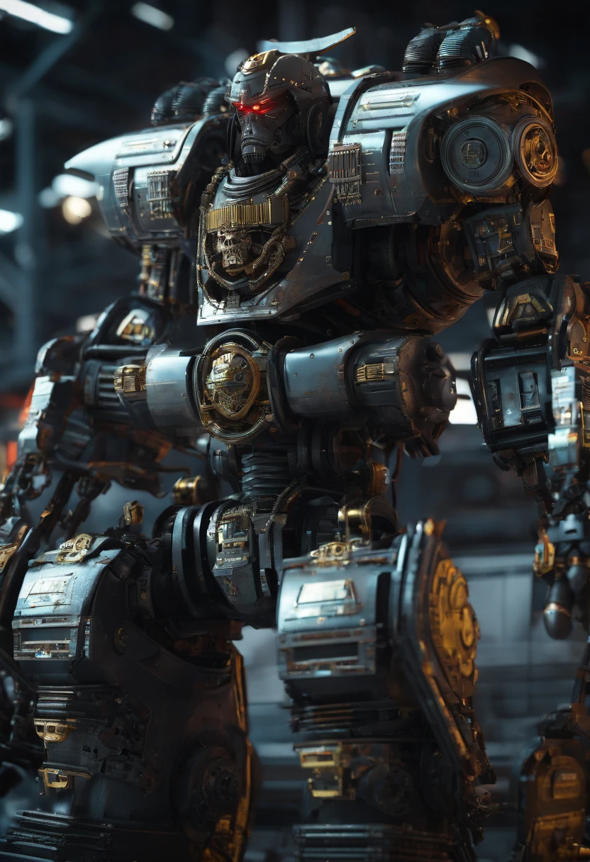 Space marine de Warhammer40k, science fiction, Front view, senso de tecnologia, c4d, Renderizador OC, Motor irreal, High detail, desenho industrial, HD 8K, studiolight, retro
