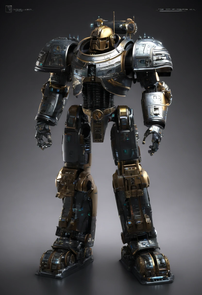 Space marine de Warhammer40k, science fiction, Front view, senso de tecnologia, c4d, Renderizador OC, Motor irreal, High detail, desenho industrial, HD 8K, studiolight, retro