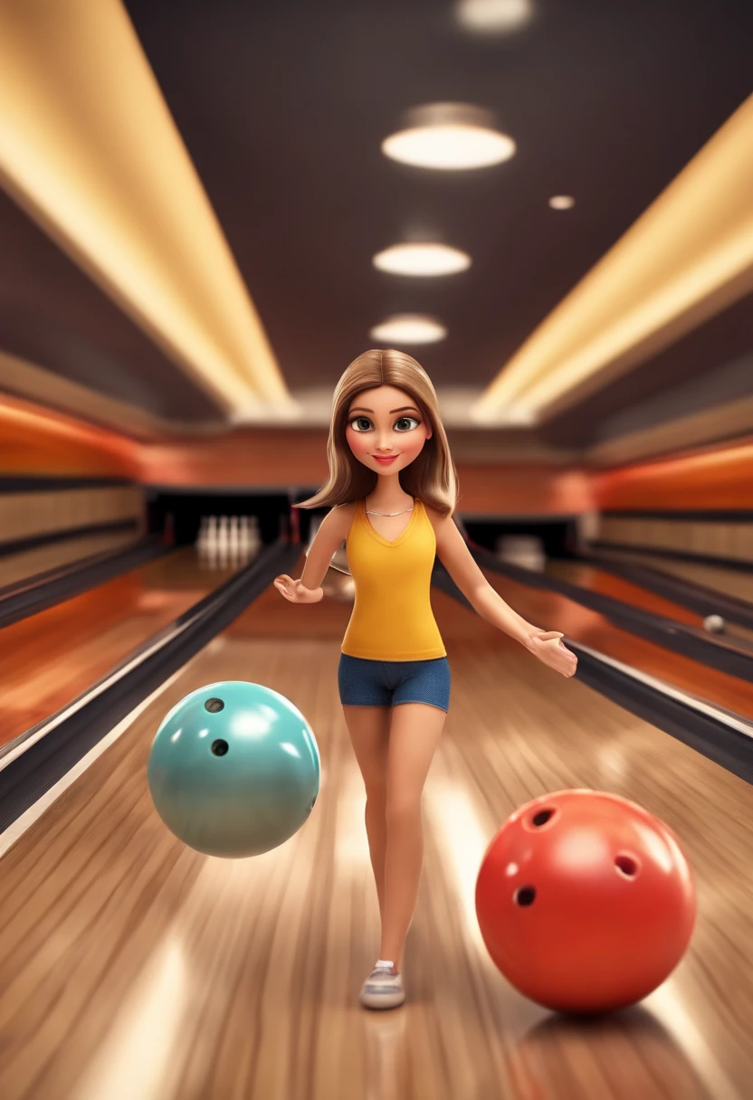 Bowling is a beautiful girl,Bowling,Bowling Ball,Bowling pins,strike,Pin Action,Animation,