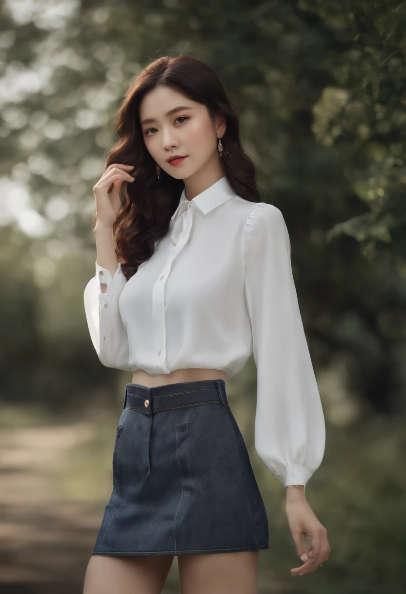 Random posture、mix4、(8K、RAW Photos、top-quality、masterpiece:1.2)、(realisitic、Photorealsitic:1.37)、One girl、cute little、fullbody image、Walking、The whole face is in the picture.、Dark brown hair styled with loose waves fluttering in the wind、breastsout、White button-up shirt、Black leather tight skirt、profetional lighting、Photon mapping、Physically-based rendering,Gradient black hair, short curly hair, a handsome, girl with, top quality photo, hight resolution, 1080p, (Clear face), (Detailed face description), (Detailed hand description)、(masterpiece)、(Elaborate CG)、extreme light and shadows、The work of the master、abundant detail、(Fine facial features)、(top quality photo)、(masterpiece)、(A detailed eye)、Look ahead of youeyes、Fine clavicle