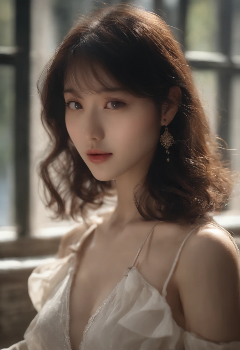 Random posture、mix4、(8K、RAW Photos、top-quality、masterpiece:1.2)、(realisitic、Photorealsitic:1.37)、One girl、cute little、fullbody image、Walking、The whole face is in the picture.、Dark brown hair styled with loose waves fluttering in the wind、breastsout、White button-up shirt、Black leather tight skirt、profetional lighting、Photon mapping、Physically-based rendering,Gradient black hair, short curly hair, a handsome, girl with, top quality photo, hight resolution, 1080p, (Clear face), (Detailed face description), (Detailed hand description)、(masterpiece)、(Elaborate CG)、extreme light and shadows、The work of the master、abundant detail、(Fine facial features)、(top quality photo)、(masterpiece)、(A detailed eye)、Look ahead of youeyes、Fine clavicle