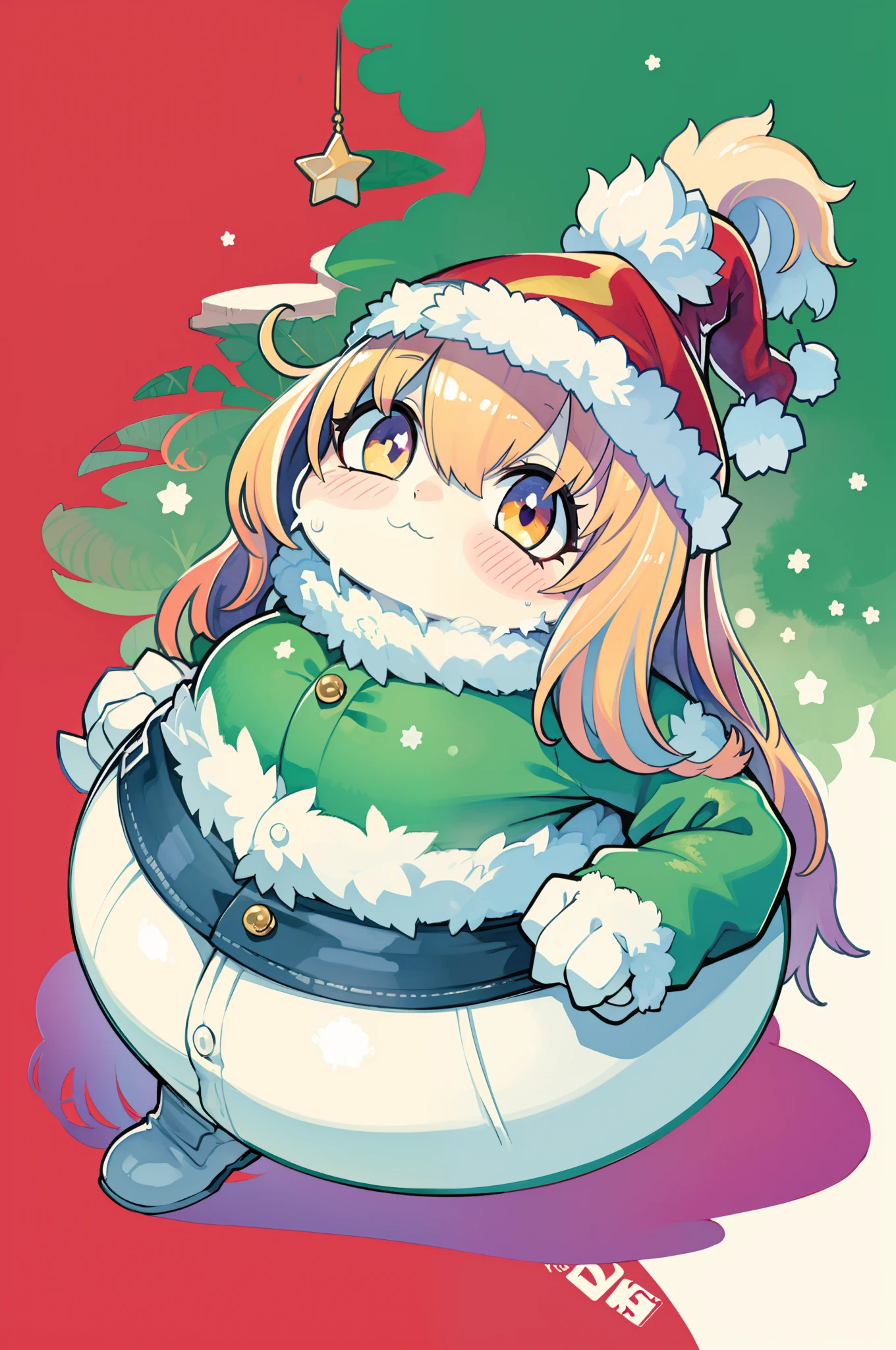 Charming Christmas8Winter, Cartoon style, 2D, planar vector, Character Design, T-shirt design, Colorful splashes, Vector art, Fantasy Art, Watercolor effect,Digital Painting, white bg, 8K