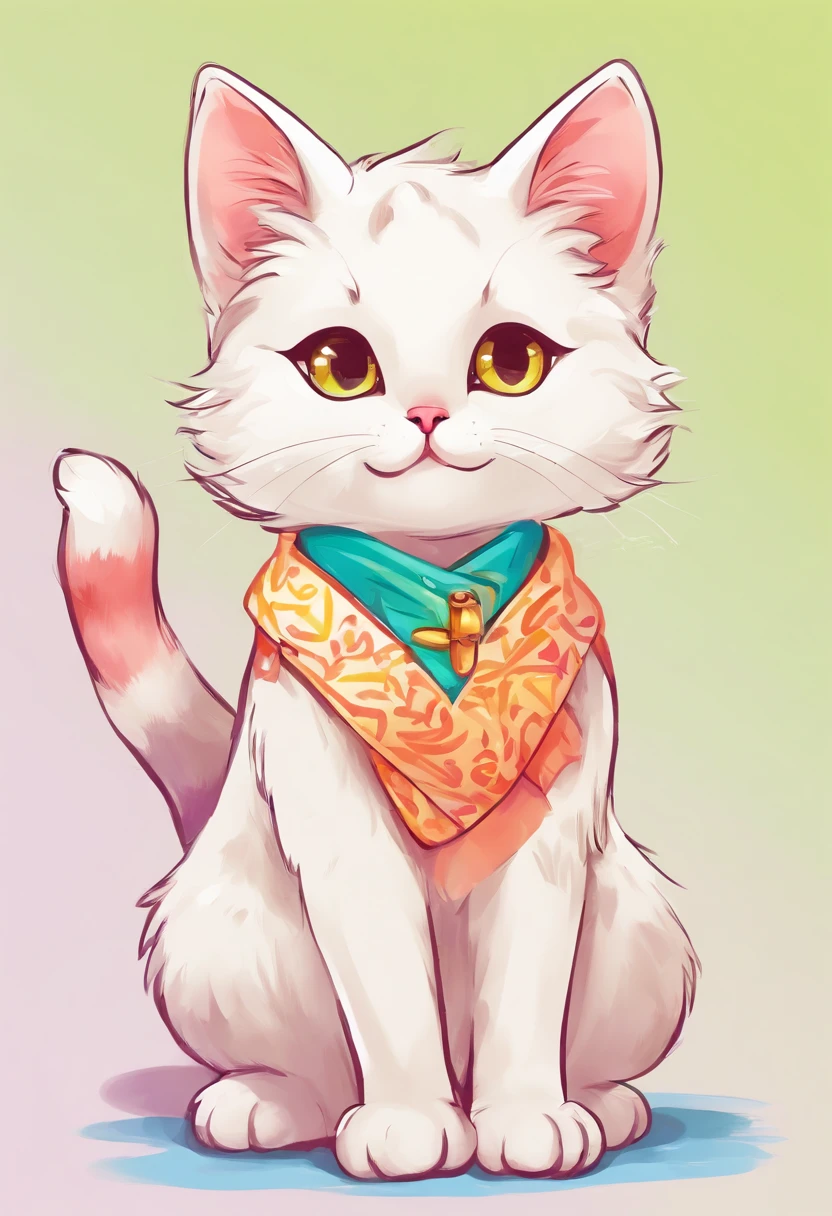 cute little cat, white background, stylized, ??? drawing