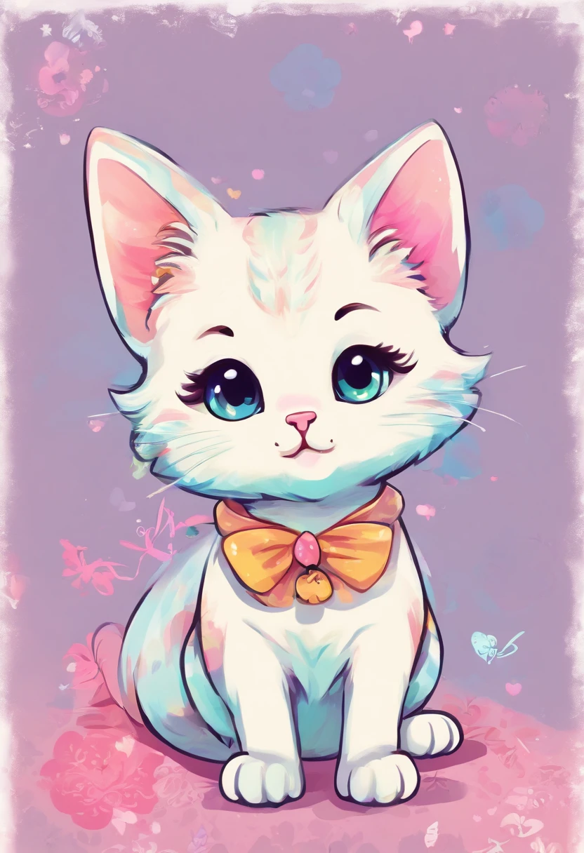 cute little cat, white background, stylized, kid drawing