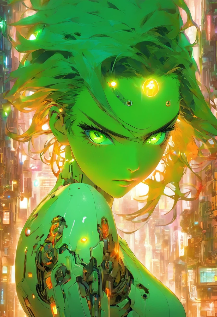Glasses,Bobcut hairstyle, a woman with green eyes wearing glasses and a white jacket, biomechanical oppai, oppai cyberpunk, cute cyborg girl, beautiful alluring female cyborg, perfect anime cyborg woman, beutiful girl cyborg, (cybernetic), ultra detailed female android, cyberpunk anime girl, female cyberpunk anime girl, beautiful cyborg girl, beautiful cyborg priestess, perfect android girl