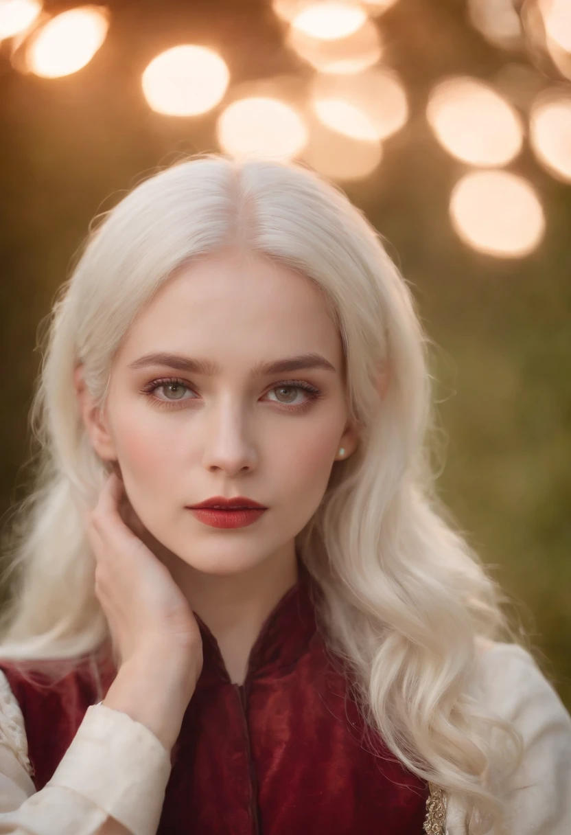 (((a deep reddish wound crosses her left cheek))) fair complexion, woman around 19 years old, natural white hair, distinctive green eyes, wearing kohl, slender and graceful, beautiful, candlelight in a medieval setting, ultra sharp focus, realistic shot, medieval female clothes, tetradic colors (scar:1.4)