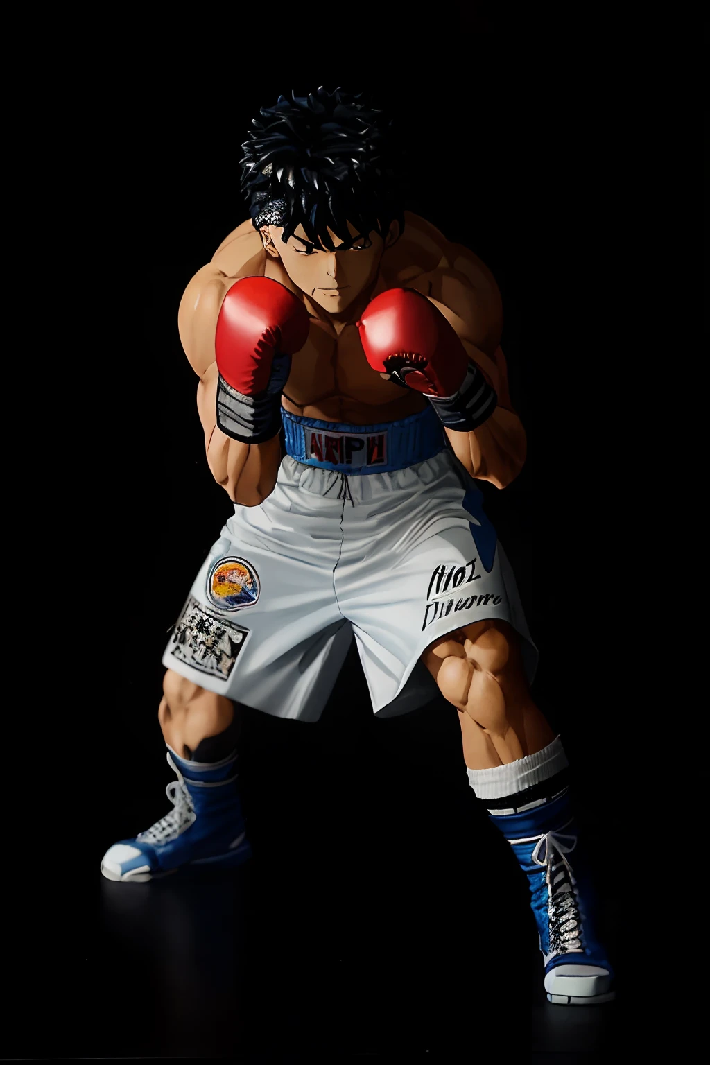 arafed figure of a man with boxing gloves on a black background, hajime no ippo manga inspired, full body 1 / 6 nihei tsutomu, up close shot shinji aramaki, hajime no ipo box fight, katsuhuro otomo highly detailed, shinichi sakamoto, pop up parade figure, art jiro matsumoto