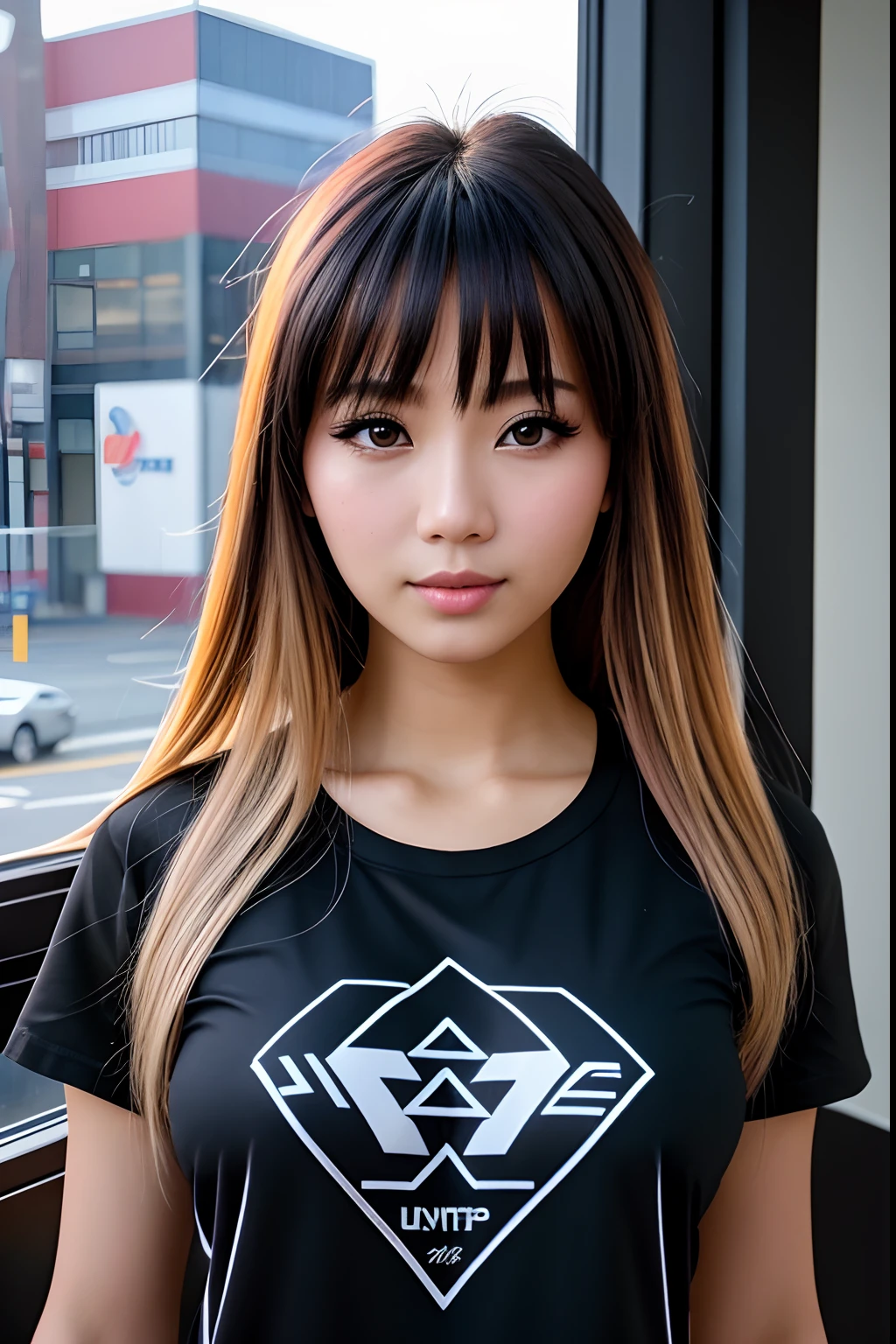 (Cyber Dutch_v2:0.99), A sexy, model shoot tyle, (Highly detailed CG Unity 8k wallpaper), photo of the most beautiful artwork in the world, Professional majestic photos, 8K UHD, Digital SLR, Soft lighting, hightquality, film grains, High Details, foco nítido, Dramatic, (Wearing a punk T-shirt), (Watching the viewer), (Detailed eyes) , (natural soft light), (a closeup), (魅惑的)