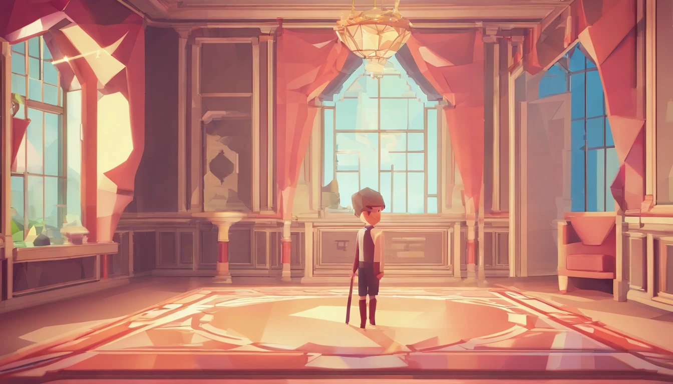 The boy desperately restored the mirror in the mansion