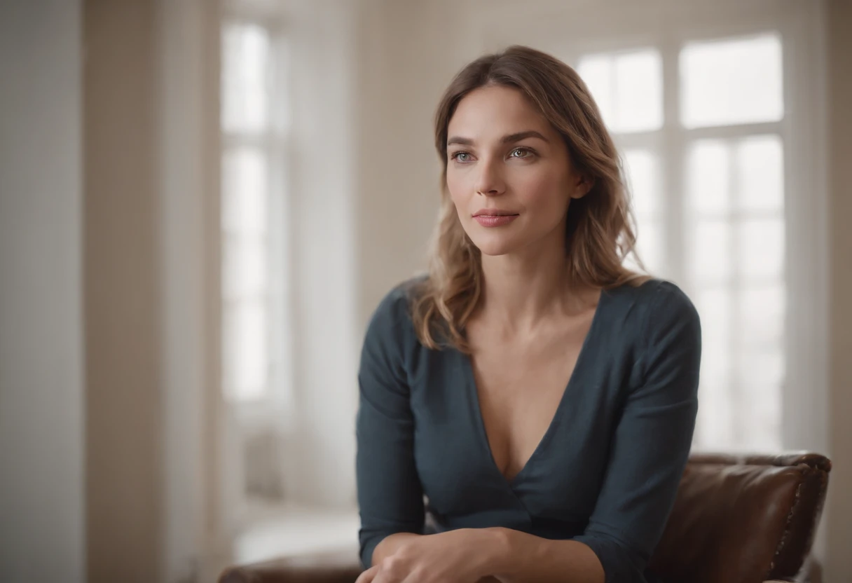 "Imagine a scene where a woman is sitting in a simple, humble room, Looking directly into the camera as she shares her insightful investing tips and personal stories about how she transformed her finances. His passion for the subject shines through his confident expression."