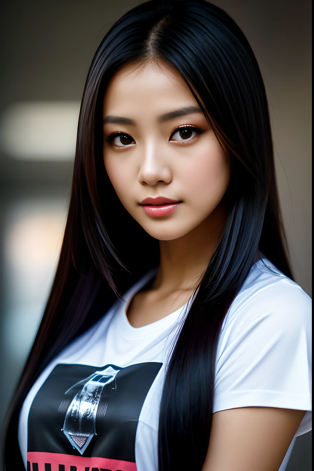 (Cyber Dutch_v2:0.99), A sexy, model shoot tyle, (Highly detailed CG Unity 8k wallpaper), photo of the most beautiful artwork in the world, Professional majestic photos, 8K UHD, Digital SLR, Soft lighting, hightquality, film grains, High Details, foco nítido, Dramatic, (Wearing a punk T-shirt), (Watching the viewer), (Detailed eyes) , (natural soft light), (a closeup), (魅惑的)