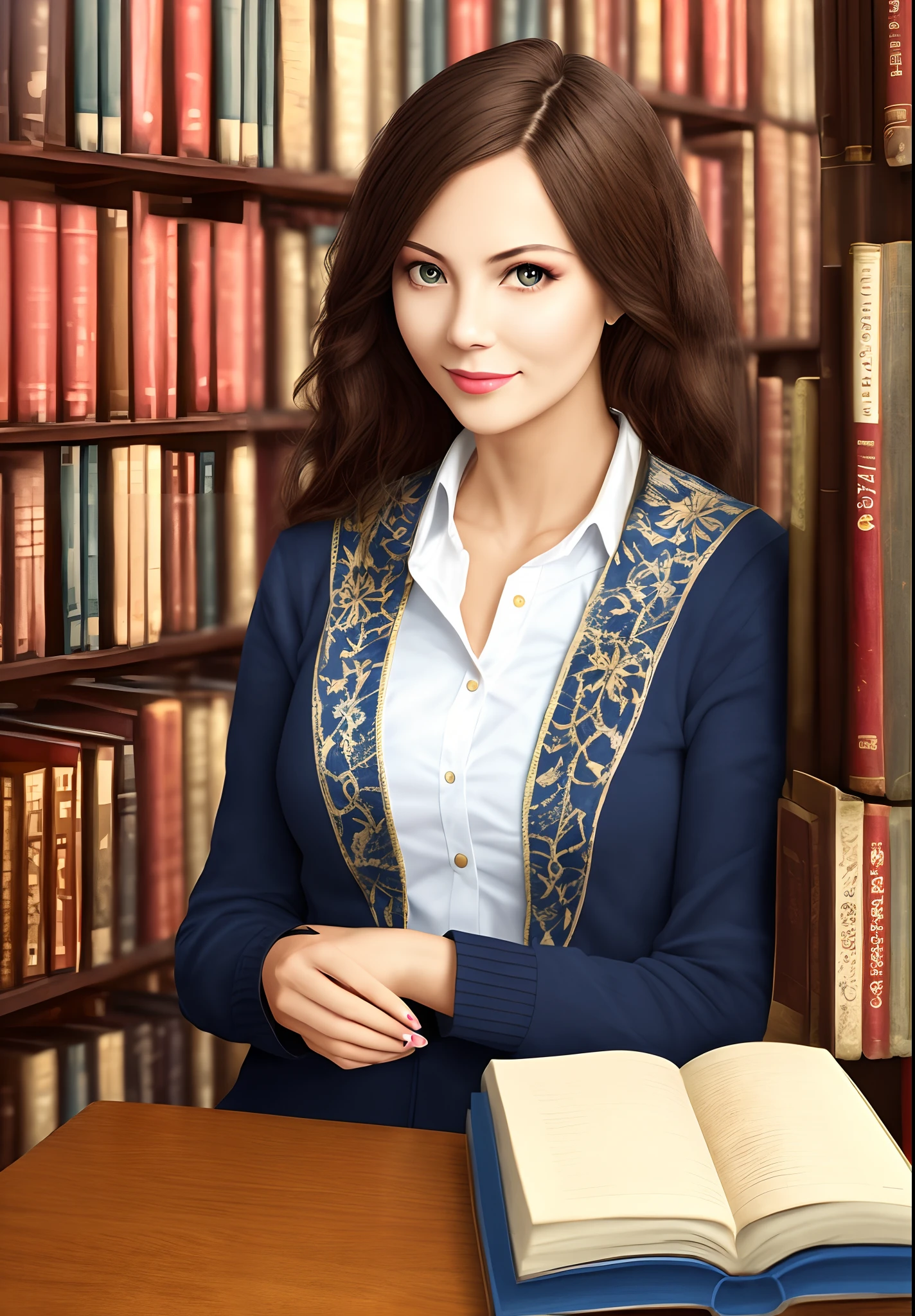 library
beautiful woman