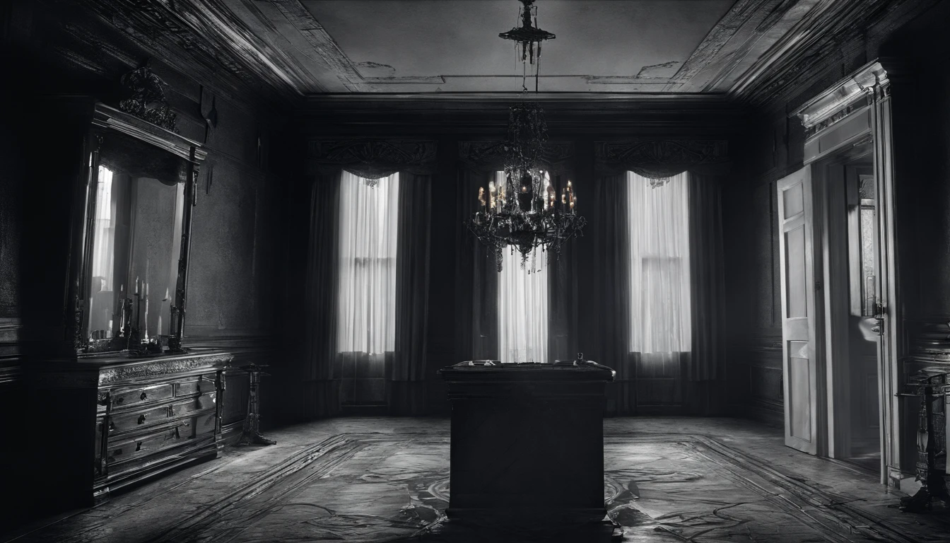 The boy desperately restored the mirror in the mansion