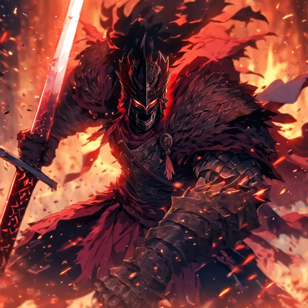 Arafed knight berserker swinging a giant sword with ruthless look on his eyes, giant sword, berserker, swinging sword, 8k visuals, 4k picture, 8k quality, 4k quality, best Picture of all time, masterpiece, (((sword swinging))), (((giant sword swinging))), (((arafed knight swinging sword)))