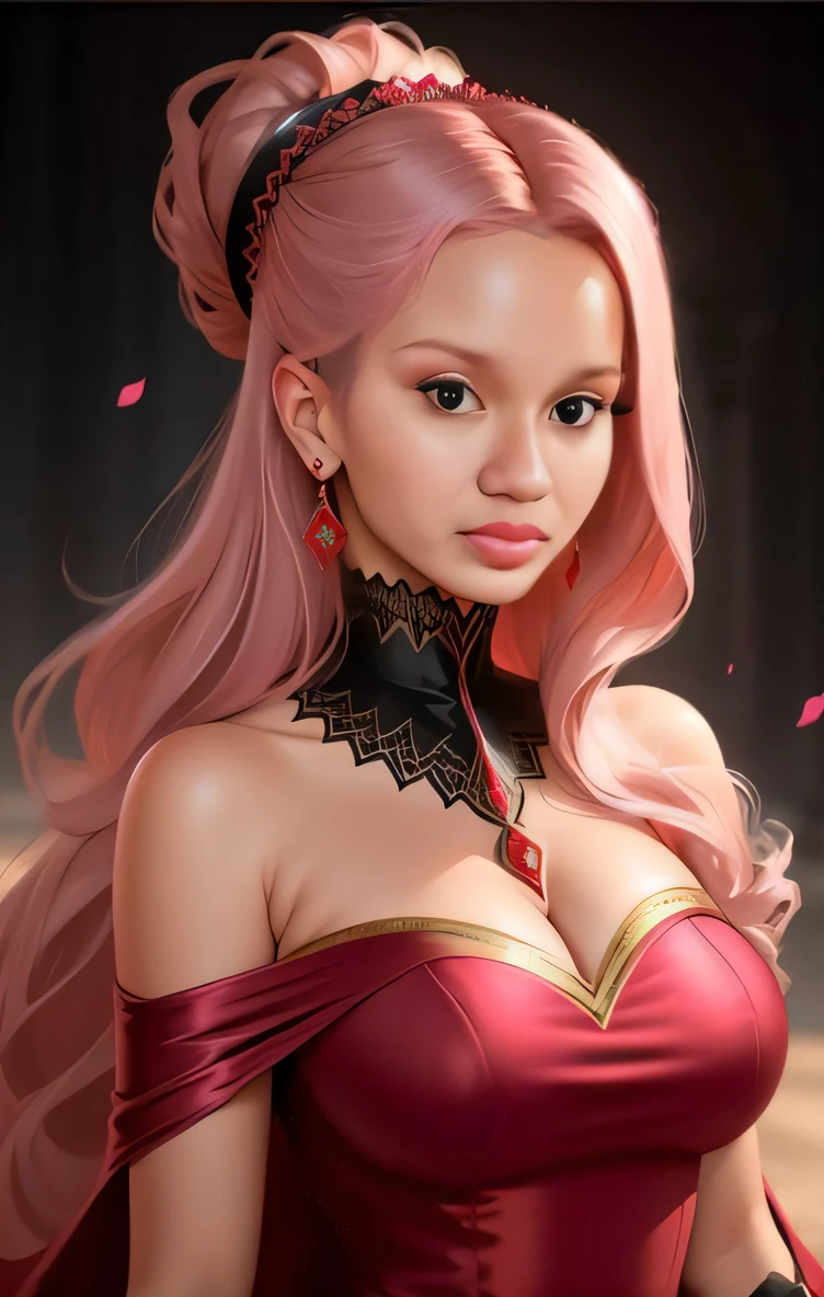 uma mulher com cabelo rosa e um vestido vermelho posando para uma foto, Ross Tran 8 K, wlop e ross tran, Ross Tran e Wlop, Modelo IG | Artgerm, Ross Tran e Artgerm, Estilo Ross Tran, No estilo de Ross Tran, deviantart artstation cgscosiety, Artgerm extremamente detalhado, estilo Artgerm