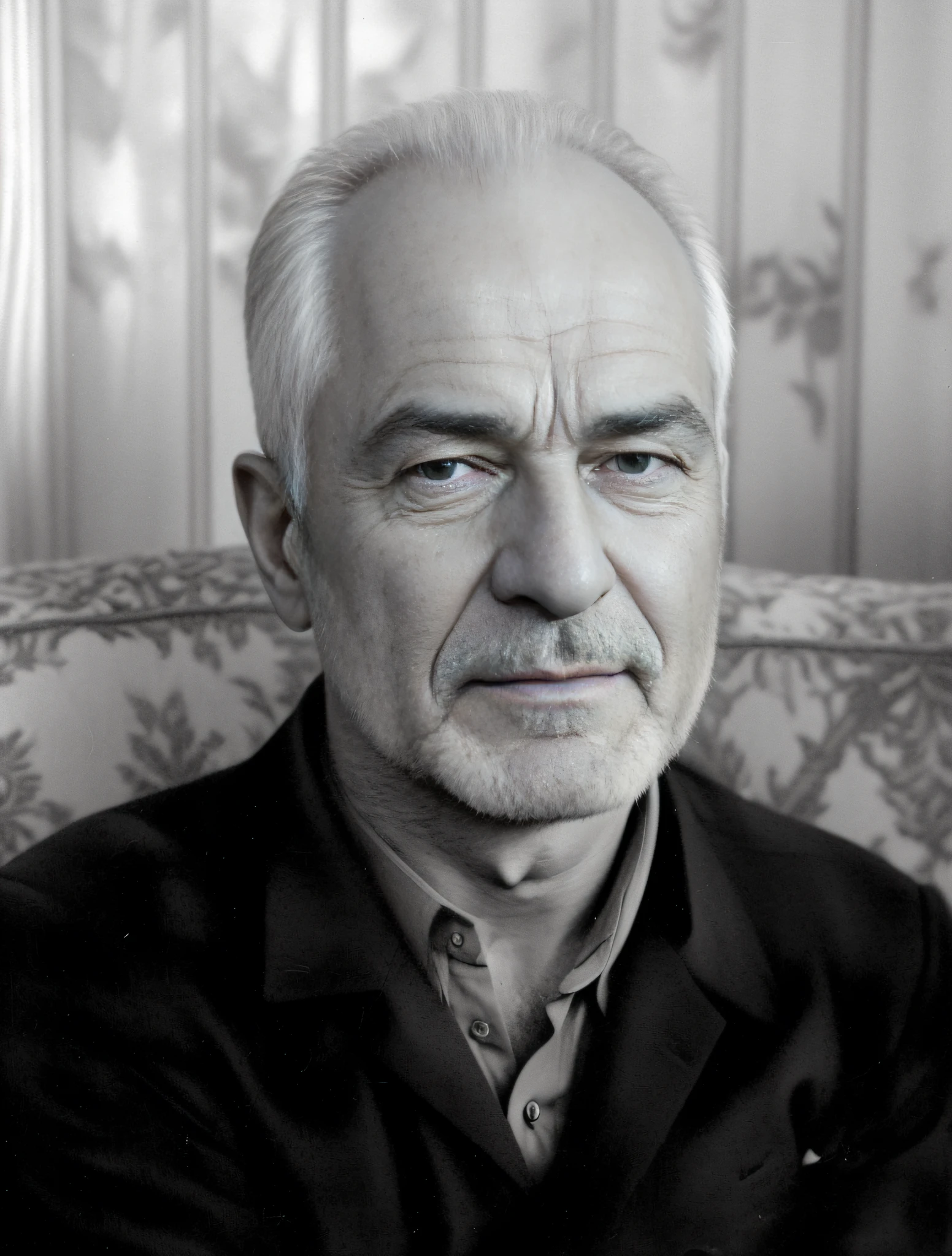 Arafed black and white photograph of a man, sitting on the couch, Janusz Jurek, Stephen Sandorfi, Edit Penovac, Zdzislaw Bekinski, zdzislaw beksinski, Czeslaw Znamenowski, valeriy vegera, oleg bulakh, Roman Shipunov