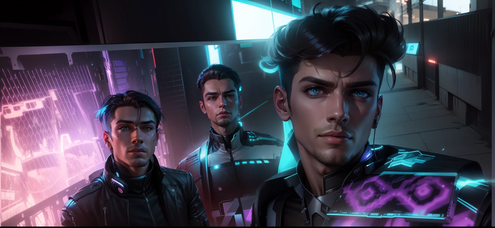 Change background cyber punk handsome boy, realistic face, 8k ultra realistic