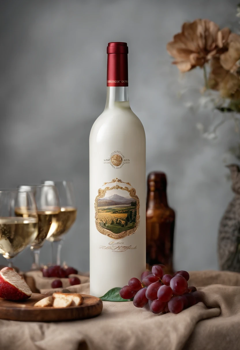 A bottle of foreign wine，white backgrounid