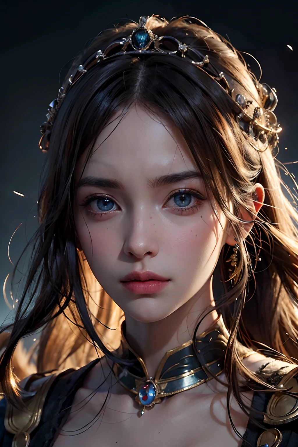 Hyper realistic super detailed Dynamic shot master piece scene cinématique scènes movie Epic Legendary européenne Princesse glowing eyes face portrait de vue