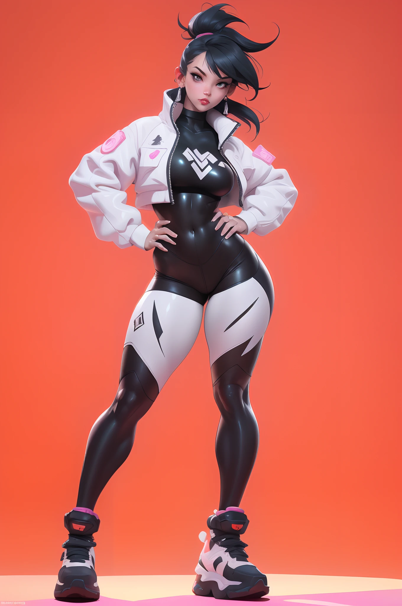 ((melhor qualidade)), ((master part)), ((realista)) e pGostosaografia ultra-detalhada, Juri Han,Menina bonita Juri Han de Street Fighter, bunda grande, Garota bonita, Neon light. veste um (Top Tecnologia-Desgaste) e um (corda preta, white pattern :1.2) , ((Beautiful and Aesthetic)), sexy, seios grandes, gostosa, mama grande, cyberpunk gym, dingy gym,