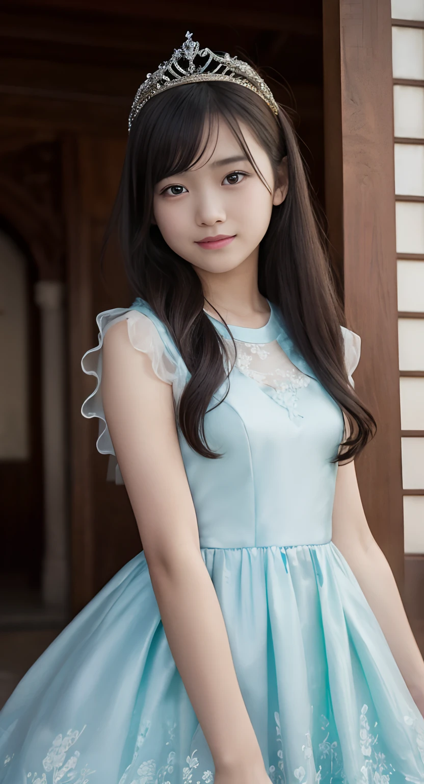 A woman in a blue dress and tiable posing for a picture - SeaArt AI