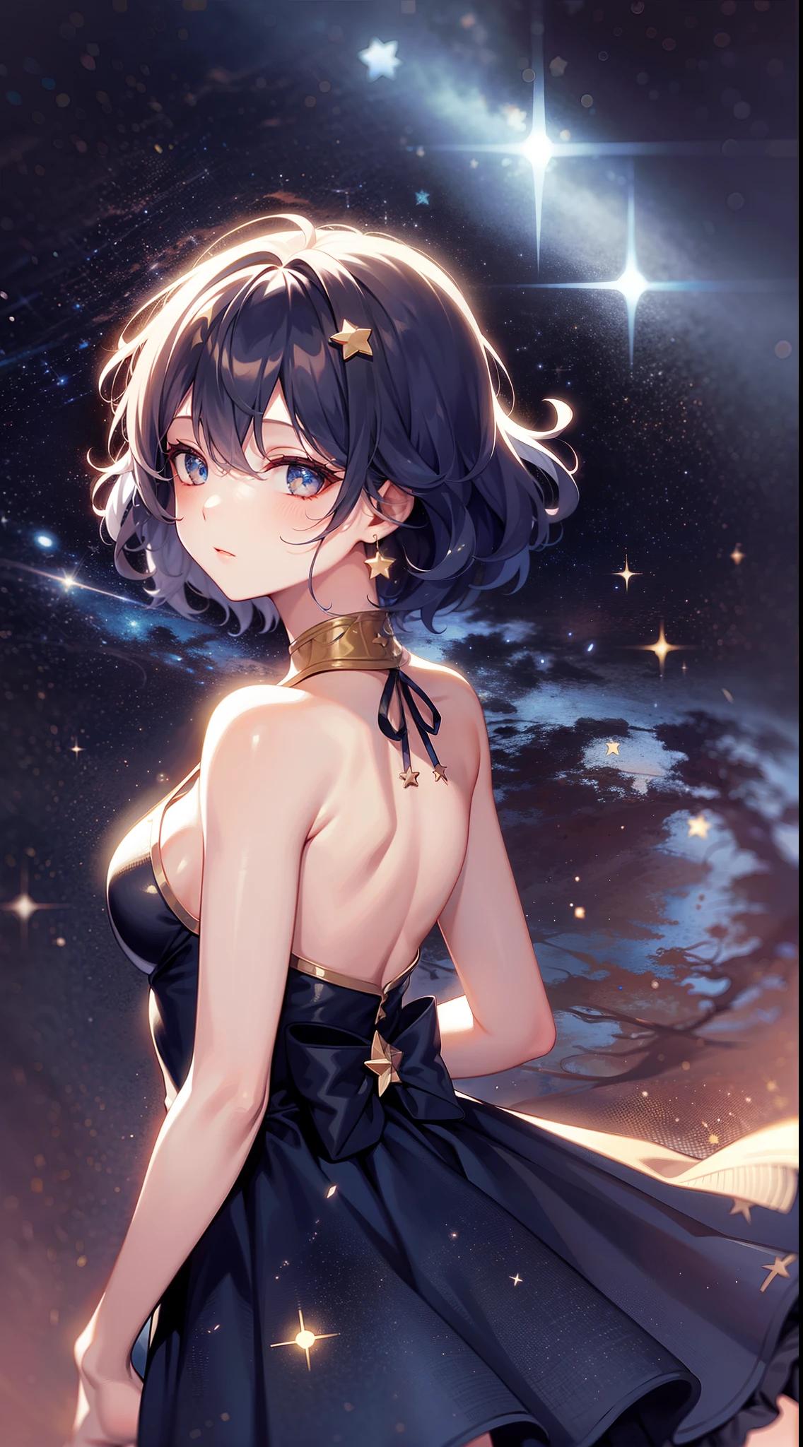 Stars, girls, star girls, gold, starry sky