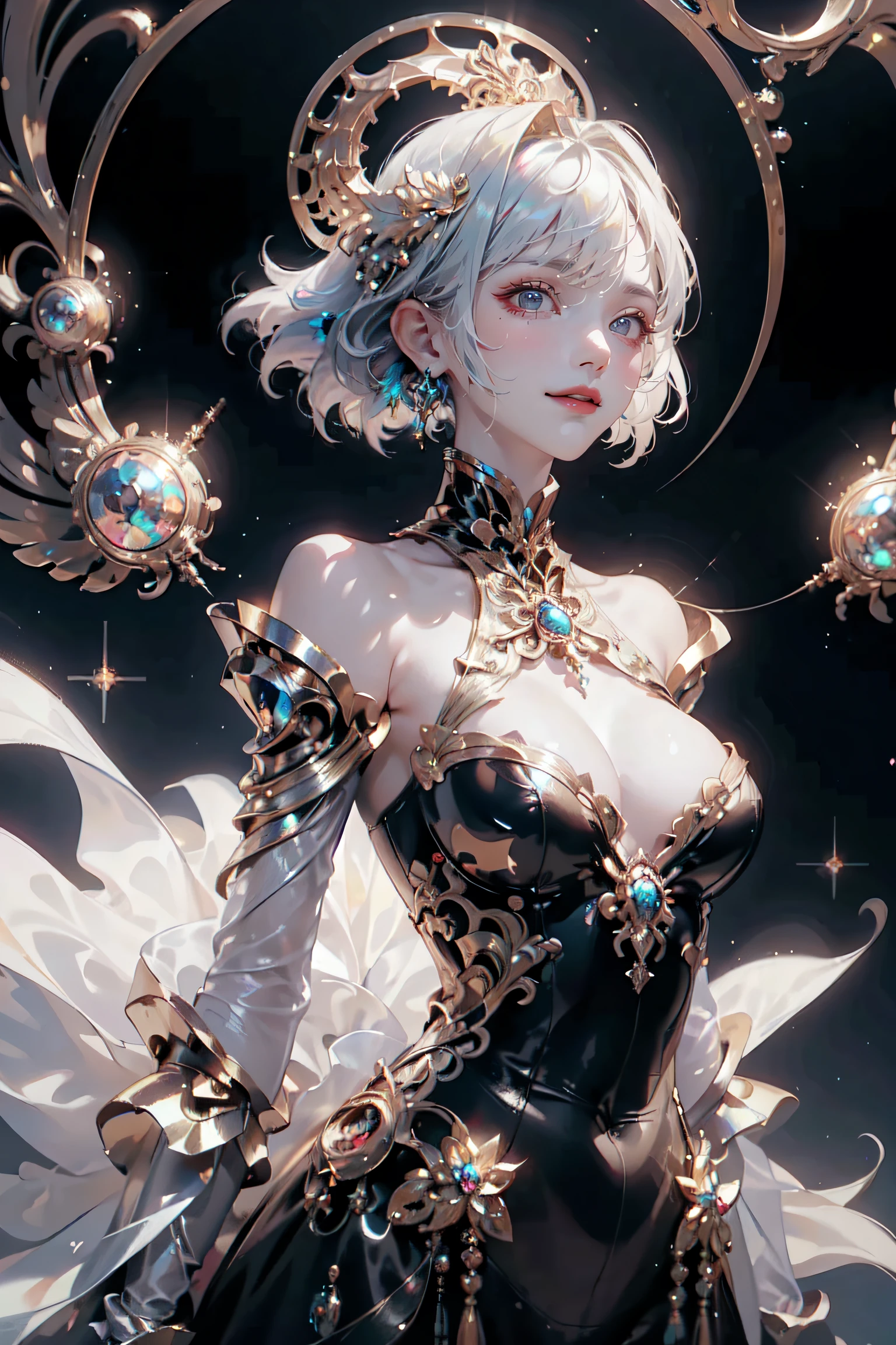 (((Illustration of front-view shot,full bodyesbian,s fractal art))),Machinery with peacock feathers as a background,1girll,Mechanical joints,modded limbs,Mechanical punk,Peacock feathered punk,Consists of a circular background,insanely detailed and intricate, hypermaximalist, elegant, opulent, Fluorescent color, Look to the side, Beautiful face, Beautiful eyes, (Off-the-shoulder: 1.2), Upper body, Shiny hair, Shiny skin, Glow emission cutting, Finger proportions are coordinated, Dark, angle of view, Dynamic Angle, (((Masterpiece))), (((Best quality))), ((Ultra-detailed)), (illustration), (Detailed light), ((An extremely delicate and beautiful)), Dramatic_black shadows, Ray_tracing, Reflection, Super high resolution, laser