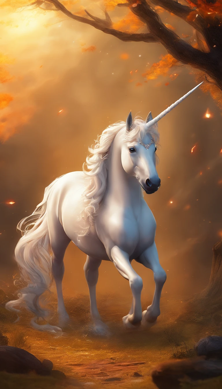 A creature like a unicorn,clivagem em close-up,Decole e corra,Flying clouds through the fog,Poderoso,fundo do universo,Nuvem estelar,suns,raios de sol,astro,(Efeito de Luz e Sombra),(Movie Lighting),(cinema4d),(Efeito de profundidade de campo),(Papel de parede 8k),(rendering by octane),(Efeito Dingdall),(irreal 5),(master part),Extremely detailed image representation,realista