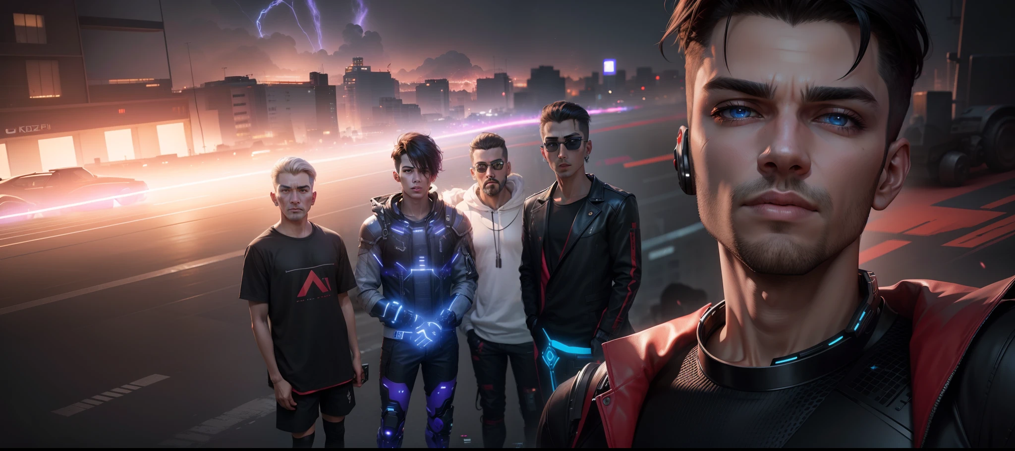 Change background cyber punk handsome boy, realistic face, 8k ultra realistic