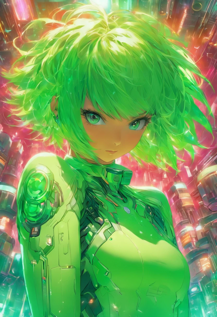 Glasses,Bobcut hairstyle, a woman with green eyes wearing glasses and a white jacket, biomechanical oppai, oppai cyberpunk, cute cyborg girl, beautiful alluring female cyborg, perfect anime cyborg woman, beutiful girl cyborg, (cybernetic), ultra detailed female android, cyberpunk anime girl, female cyberpunk anime girl, beautiful cyborg girl, beautiful cyborg priestess, perfect android girl