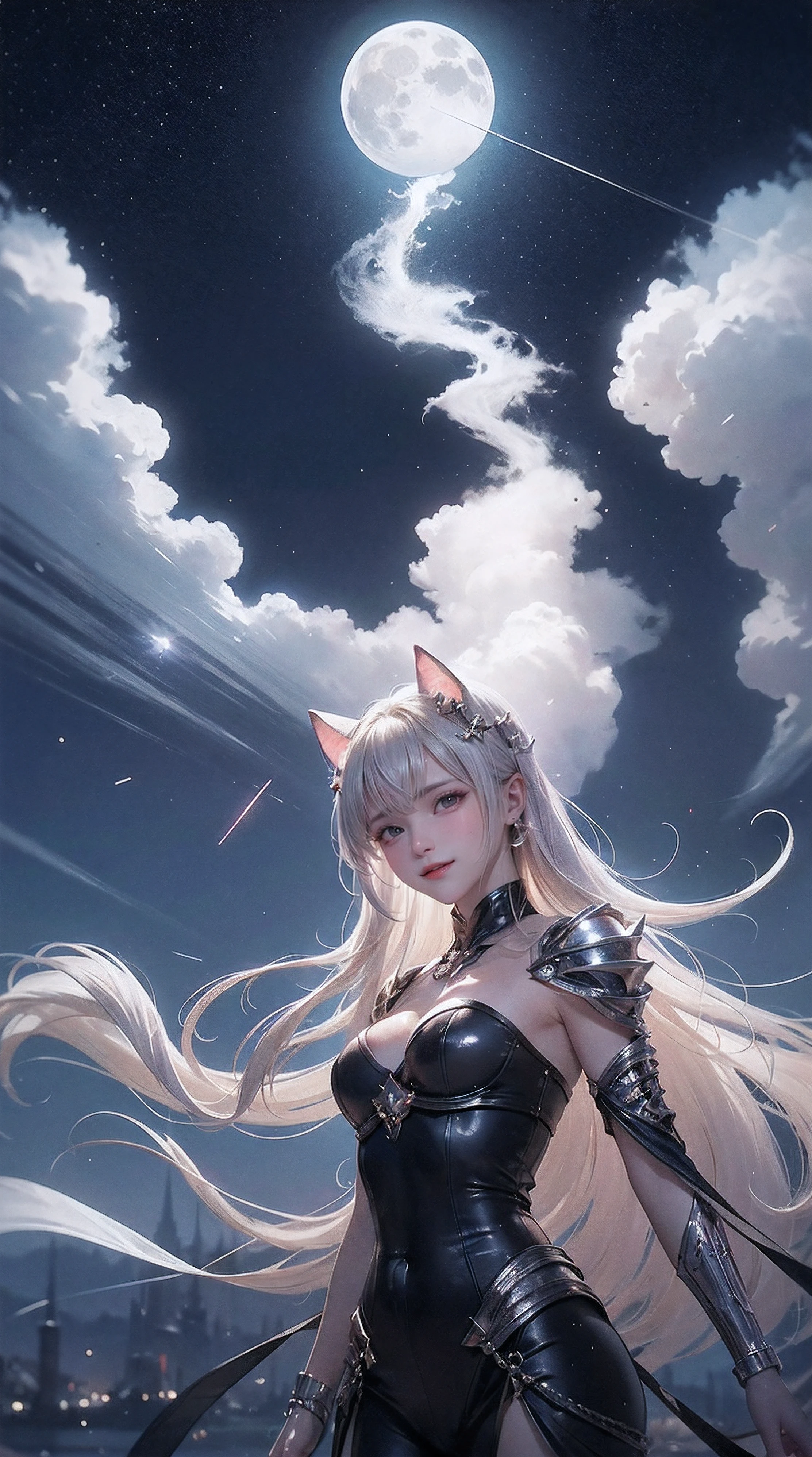 A painting of a river with stars and moon in the sky, concept art inspired by Tosa Mitsuoki, pixiv contest winner, best quality, fantasy art, beautiful anime scene, a bright moon, moonlit starry environment, dream painting, Anime Background Art, Fantasy Landscape Art, Fantasy Night, Anime Background, Background Artwork, Fantastic Art, Atmospheric Anime, Starry Sky, Detail Enhanced.