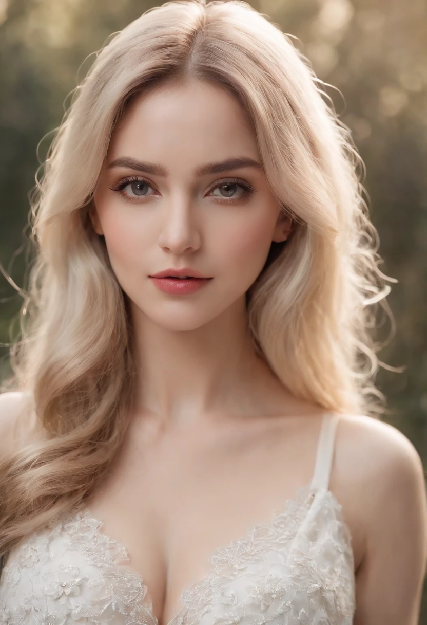 tmasterpiece,Best quality, Photorealistic, Hyper-Resolution, Ultra-realistic 8K CG,1girll,long whitr hair,Flawless face,cleavage,huge tit