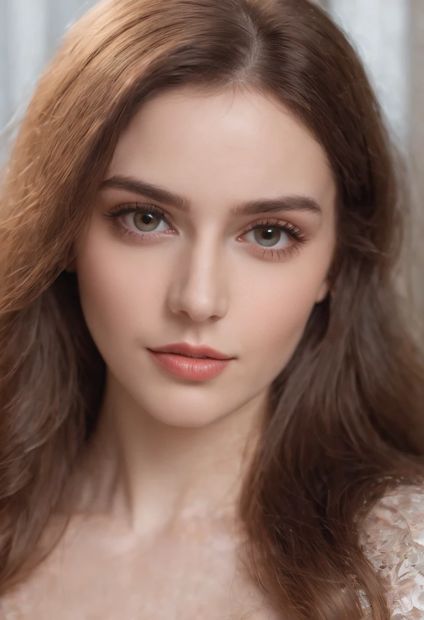 Body Portrait of model DOMINIKA C with long light brown Hair Style, Beautiful, perfect eyes, (Eye makeup:1.1), (highly detailed skin:1.1), (perfect small breasts) hockey player (NSFW)