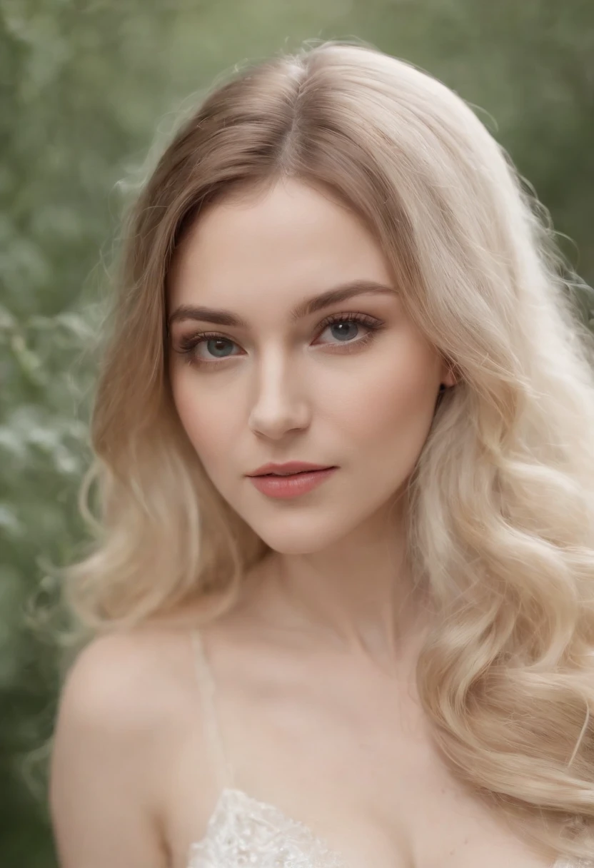 tmasterpiece，Best quality, Photorealistic， Hyper-Resolution, Ultra-realistic 8K CG，1girll，long whitr hair，Flawless face，cleavage，huge tit